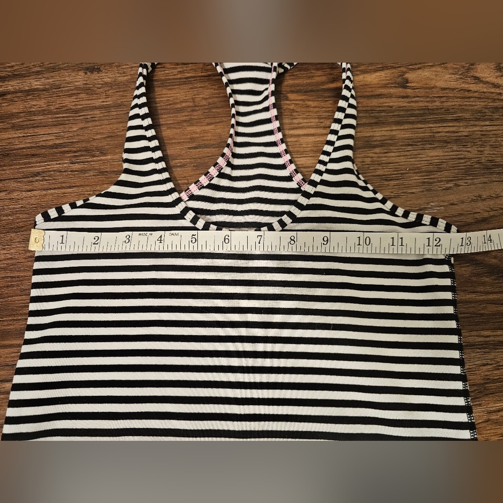 Lululemon Racerback Tank Top Black & White Striped - Picture 3 of 6